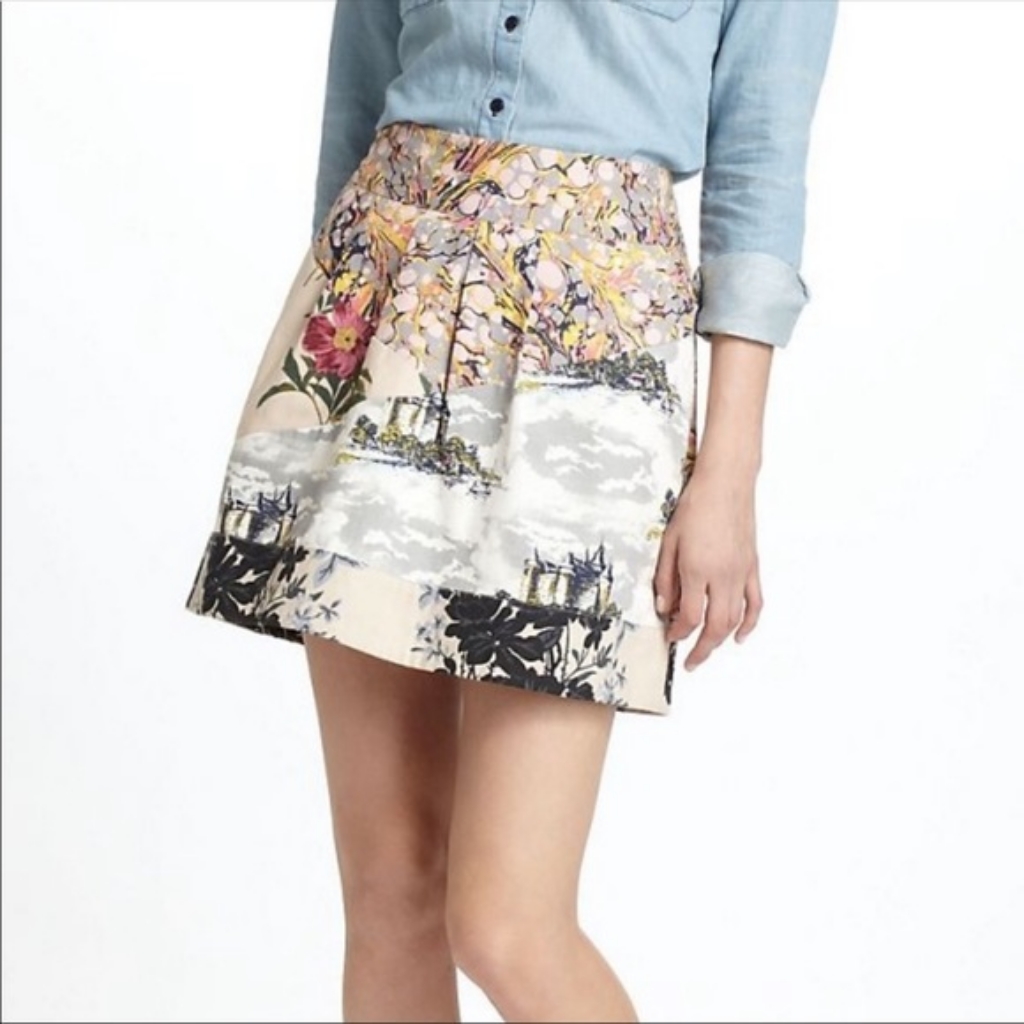 Anthropologie Patterned Mini Skirt